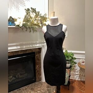 NWT Banana Republic Little Black Power Dress with Chic Illusion Neckline sz4